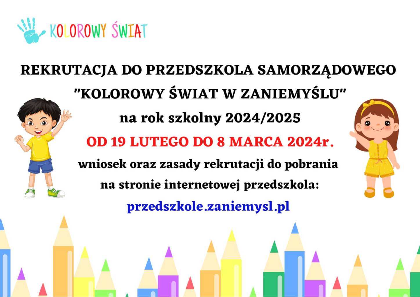 Rekrutacja Na Rok Szkolny 2024/2025 - Przedszkole Samorządowe Kolorowy ...